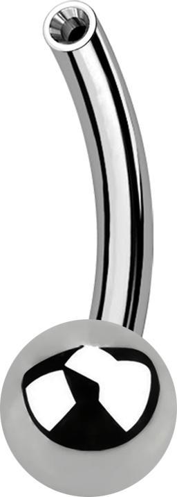 Star Piercing Micro Threadless Bananen-Stab silber mit Kugel (ohne Messing, Titan G23)
