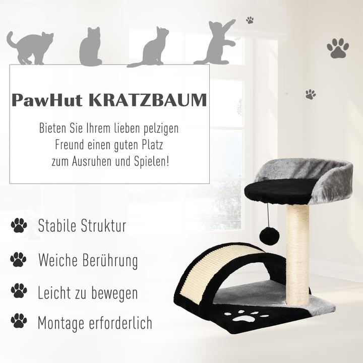Produktbild PawHut Katzenbaum mit Plüsch (44 cm, Schwarz)