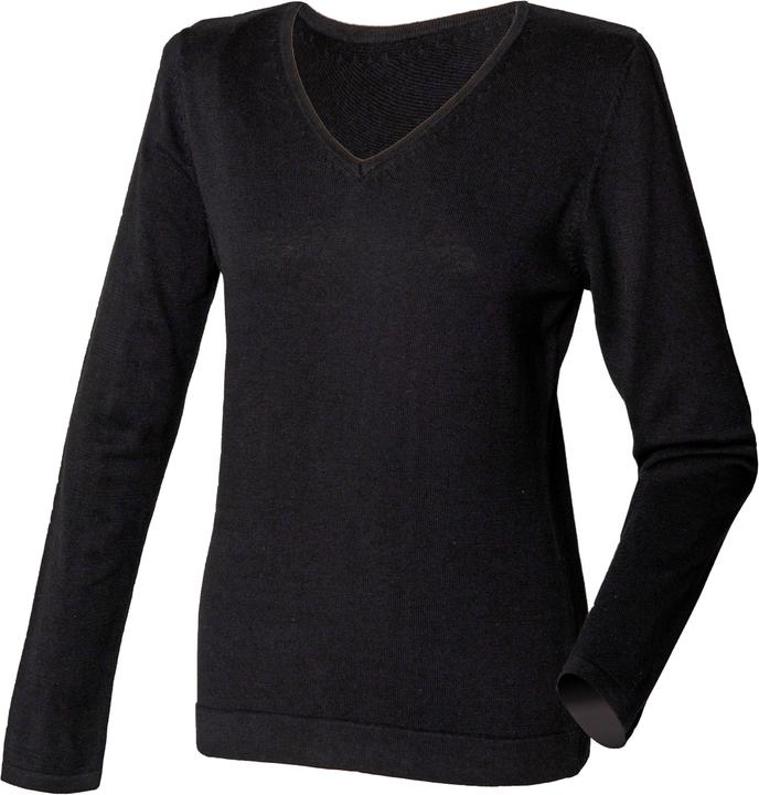 Image du produit Henbury Pull en maille fine avec encolure en V (XS)