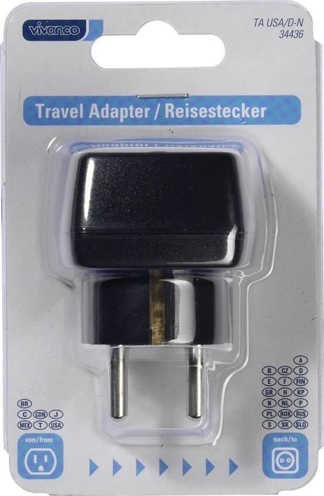 Actual product image Vivanco Travel plug USA, USA socket - Schuko plug