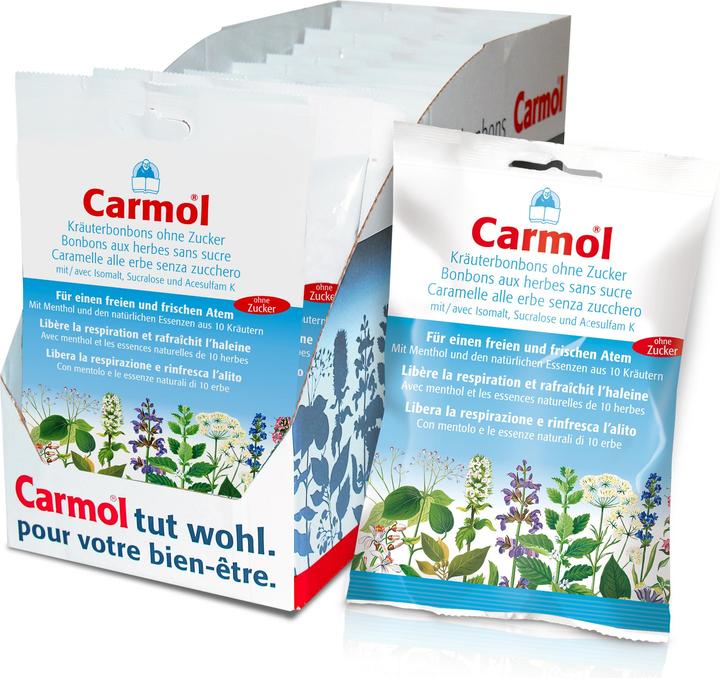 Actual product image Carmol Herbal sweets without sugar (12 pcs., 75 g)
