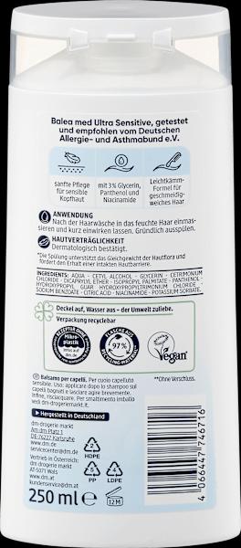 Valeurs nutritives et ingrédients dm Balea MED Après-shampooing Ultra Sensitive (250 ml)