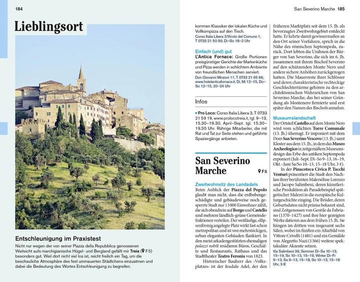 Actual product image Travel pocket book travel guide Marche, Italian Adriatic Sea (German, Annette Krus-Bonazza)