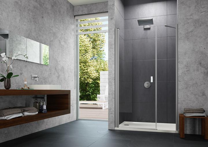 Hüppe Design pure 4-corner swing door with side panel in recess, width:90cm height:200cm left & right (211 cm, 98 cm, 11 cm)