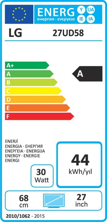 Energy Label LG 27ud58-B (3840 x 2160 Pixels, 27")