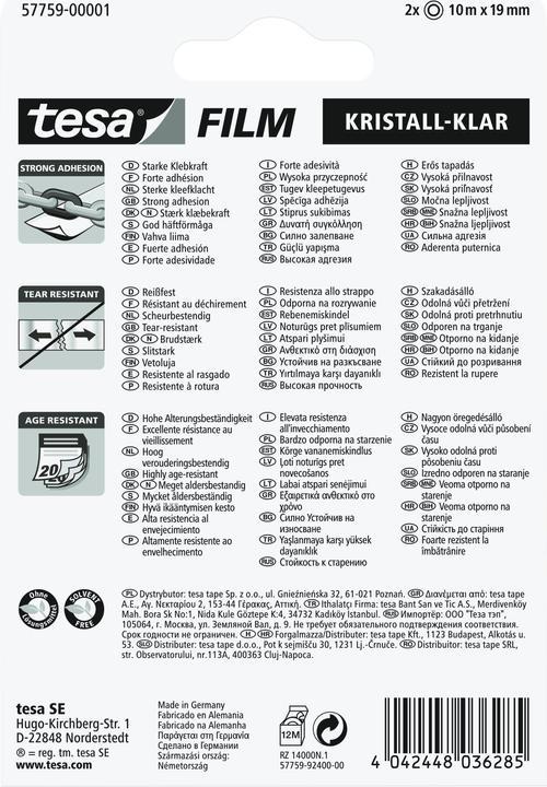 Image du produit tesa tesafilm 2x ruban adhésif KRISTALL-KLAR (19 mm)