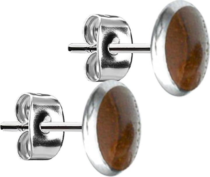 Star Piercing Ohrstecker silber Teller Teakholz (Organisch, ohne Messing, Chirurgenstahl 316L)