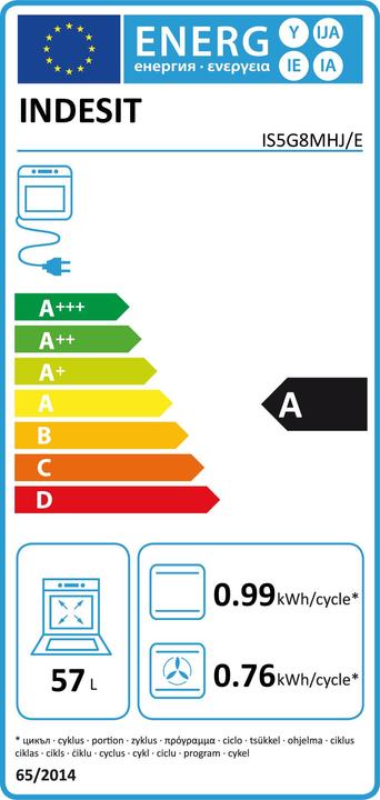 Energy Label Indesit IS5G8MHJ / E (Retro) Gas cooker