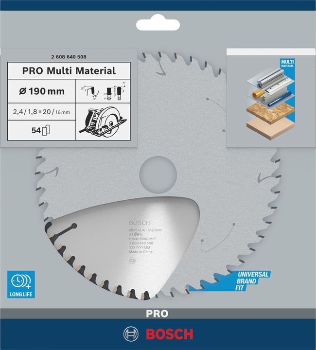 Produktbild Bosch Professional Zubehör PRO Multi Material Kreissägeblatt, 190 x 2,4 x 20 mm