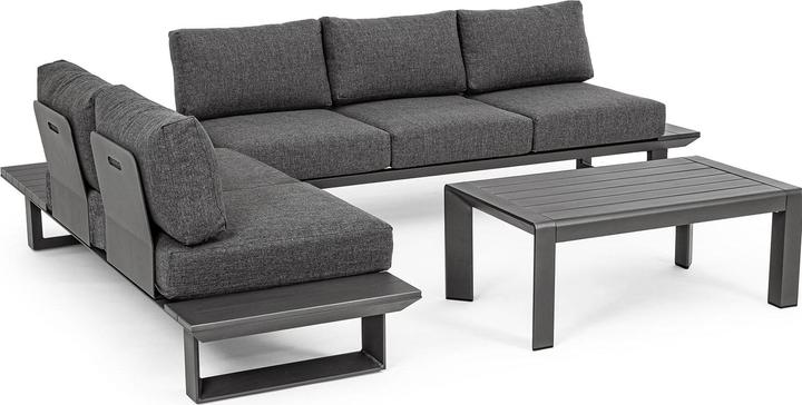 Actual product image Bizzotto Garden corner seating Konnor with cushions anthracite