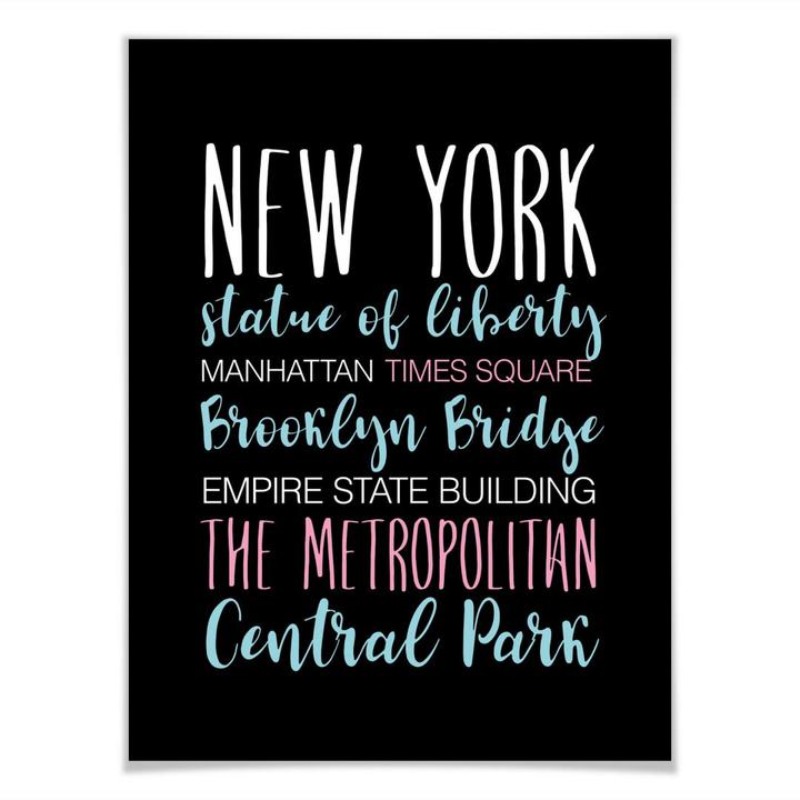 Actual product image Trenddeko New York words (120 x 150 cm)