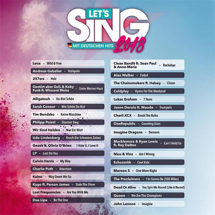 Image du produit Plaion Let's Sing 2018, y compris les hits allemands (PS4, DE)