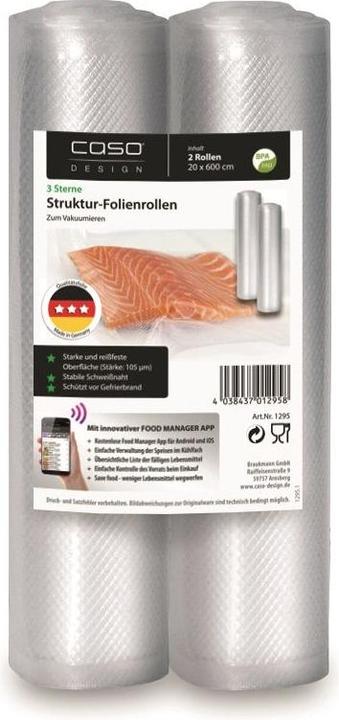 Actual product image Caso Structured rolls for Vacuum sealing 01295 2 rolls, Dimensions (W x L) 20 x 600 cm (2 x)