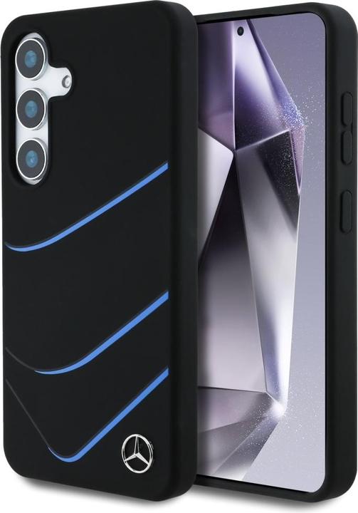 Mercedes Silicone Contrasted Curves MagSafe Case for Samsung Galaxy S25 - Black (Samsung Galaxy S25)