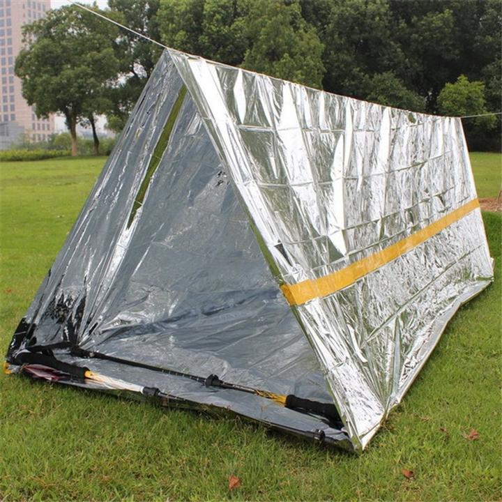 Produktbild König Design Notfall Zelt Prepping Survival Outdoor Auto Überleben Wandern Notzelt Silber Neu (2 Personen)