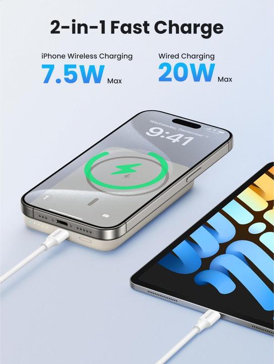 Actual product image Ugreen Mini Powerbank Wireless with MagSafe (10000 mAh, 20 W, 37 Wh)