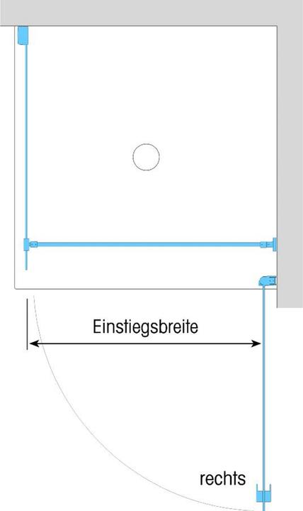 Actual product image Dusbad Shower cubicle/shower enclosure Vital 2 hinged door right + shower screen left (combination) (75 cm, 75 cm)