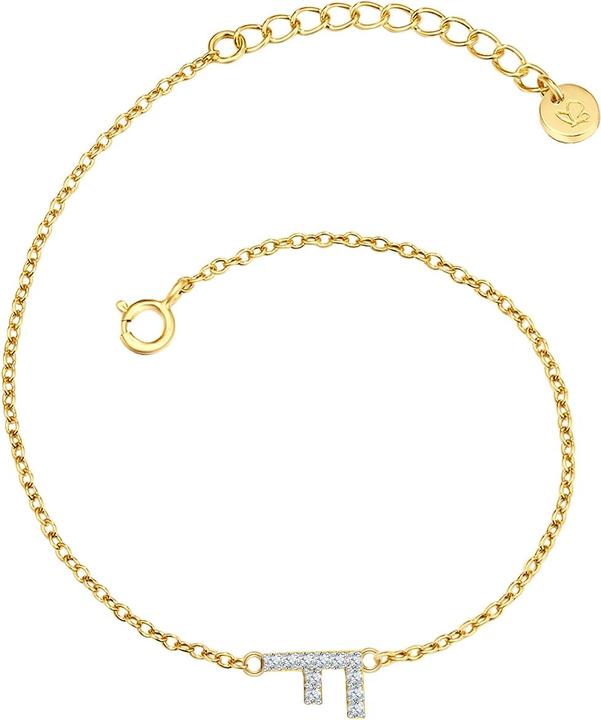 Immagine prodotto Glanzstücke München Lettera F da donna in argento sterling con zirconia cubica in oro giallo 17,0 cm di lunghezza base (17 cm, Argento)