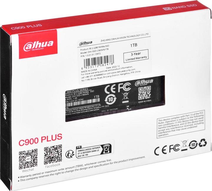 Produktbild Dahua Technology DHI-SSD-C900VN1TB Internes Solid State Drive M.2 1000 GB PCI Express 3.0 3D TLC NVM (1000 GB, M.2 2280)