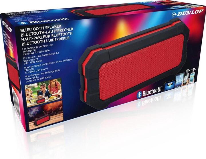 Dunlop Bluetooth-Lautsprecher (rot, 20.5cm × 5cm × 9.2cm, 0.44kg)