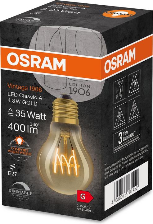 Immagine prodotto Osram Annata 1906 (E27, 4.80 W, 400 lm, 1 x, G)