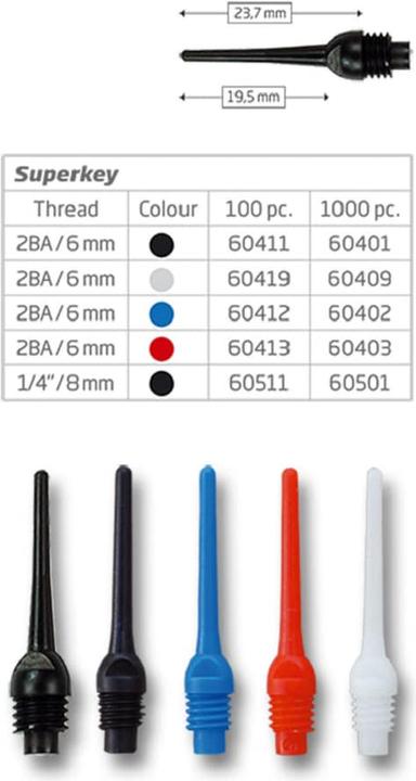 Produktbild Bull's Super Key Tips 6mm(2BA)& 8mm(1/4BSF)