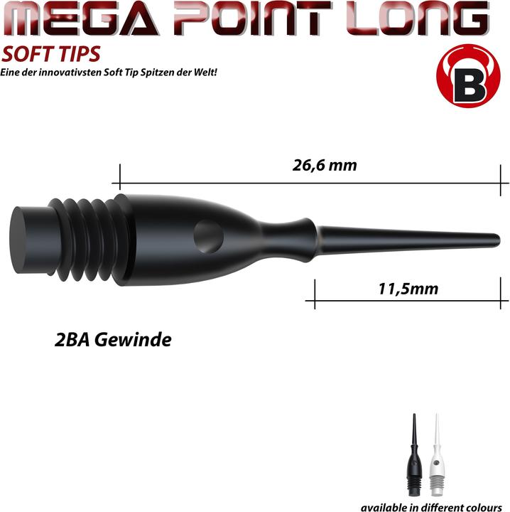 Immagine prodotto Bull's Punte Mega Point lunghe 6mm (2BA)