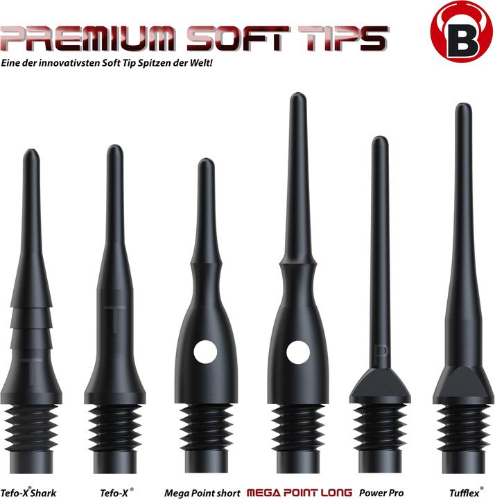 Immagine prodotto Bull's Punte Mega Point lunghe 6mm (2BA)