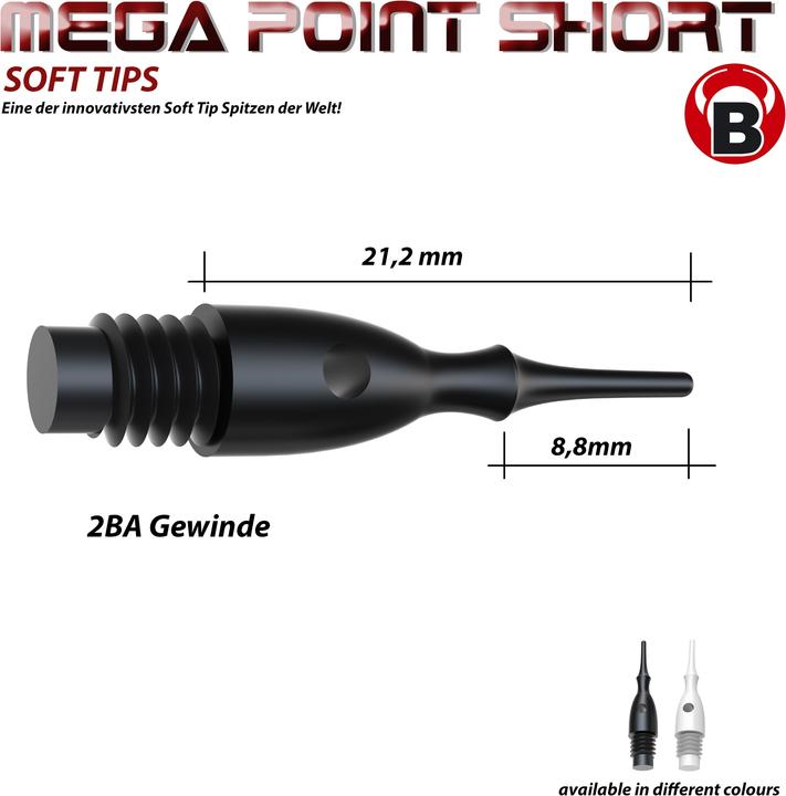 Produktbild Bull's Mega Point Tips Short 6mm(2BA)