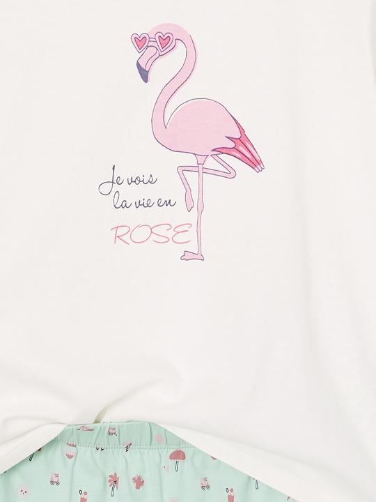 Immagine prodotto Vertbaudet 2er-Pack Mädchen Sommer-Schlafanzüge Regenbogen & Flamingo, mit Recycling-Baumwolle (110)