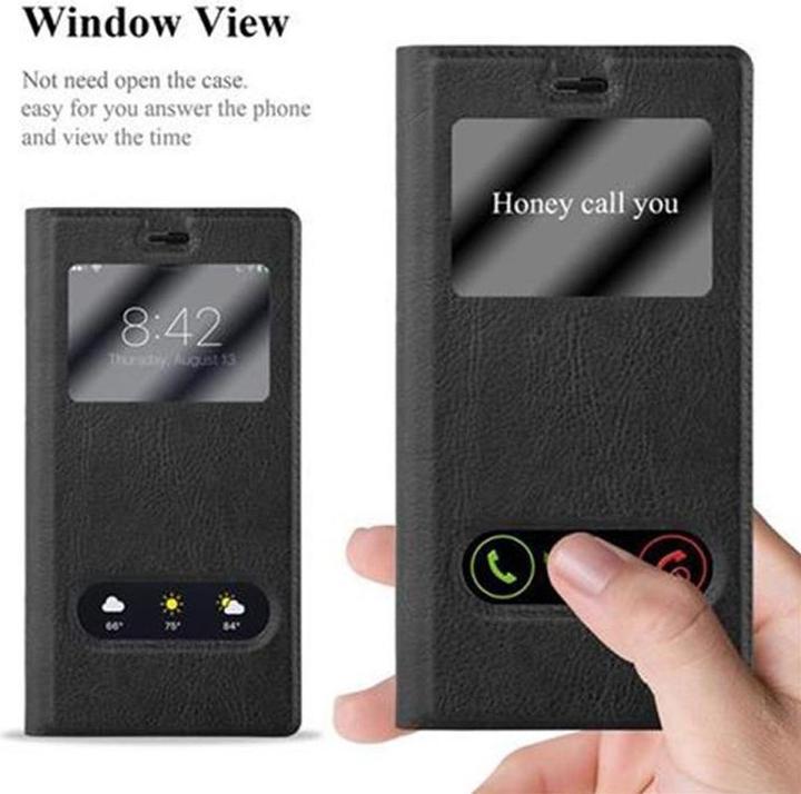 Actual product image Cadorabo Book with View double window cover (Huawei P8)