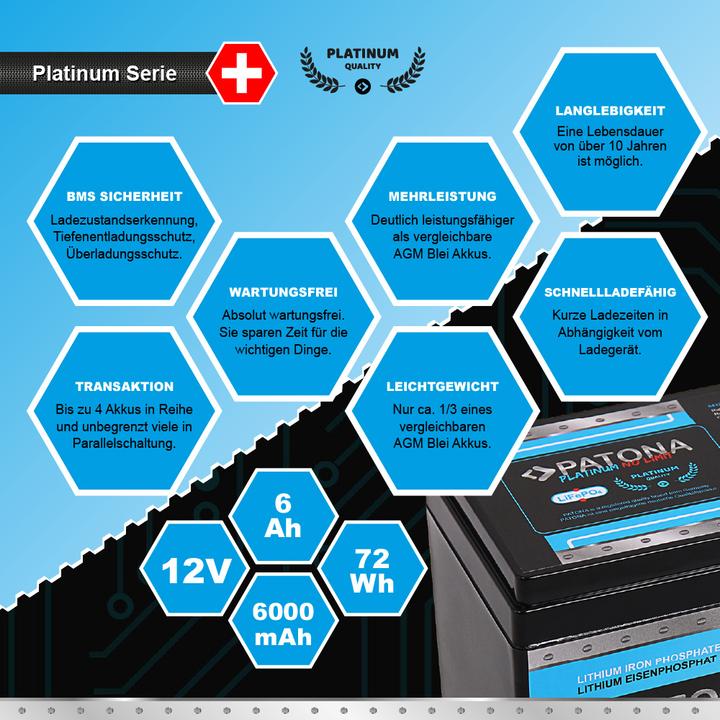 Image du produit Patona Pile de platine (12 V, 50 Ah)