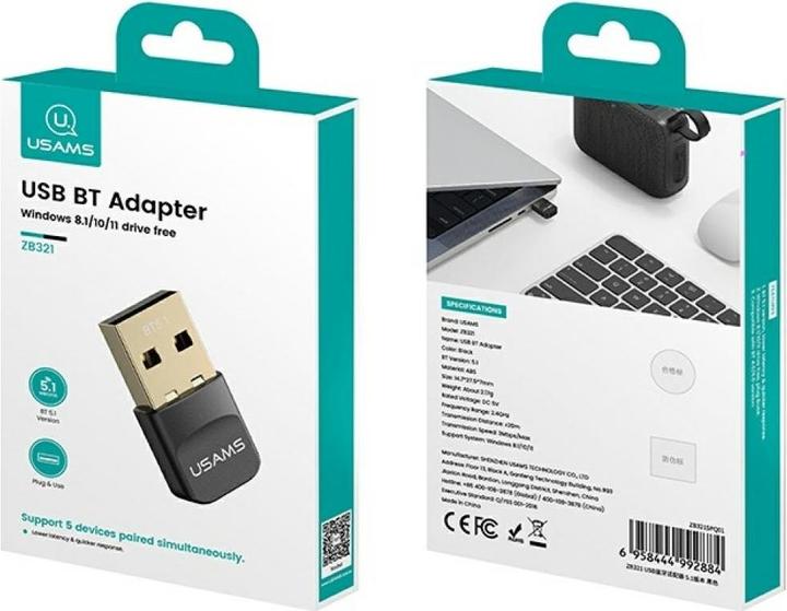 Produktbild Usams Adapter USB Bluetooth ZB321 5.1 czarny
