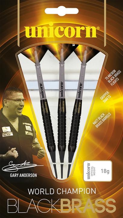 Produktbild Unicorn Black Brass Gary Anderson Soft Darts (19 g)