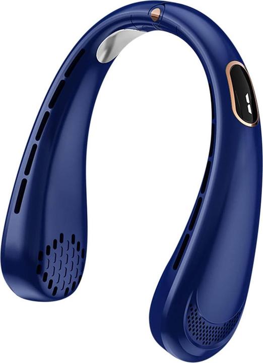 Actual product image Techsuit - Neck Fan (H6) - Portable, USB, Rechargeable, Adjustable, Digital Display - Blue