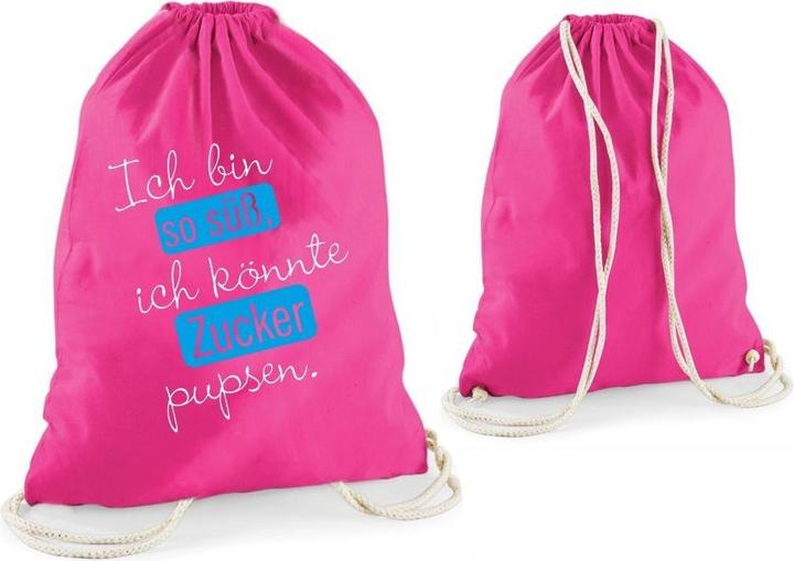 Produktbild 4you Design Statement-Turnbeutel "Ich bin so suess, ich koennte Zucker pupsen." pink