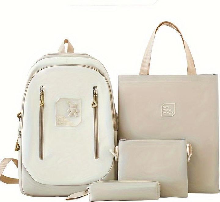 Immagine prodotto Only-Bags.Store Set di 4 borse in colori a contrasto, zaino + borsa a tracolla + pochette + portamatite