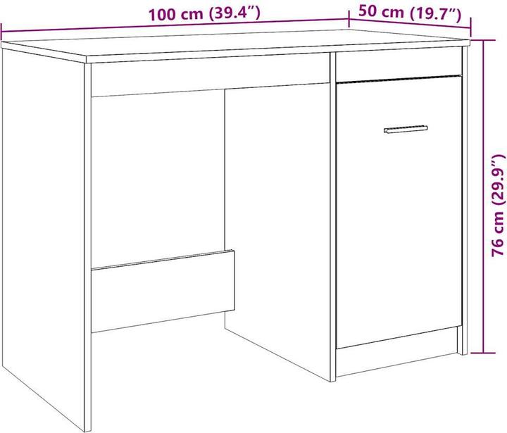 Actual product image VidaXL Schreibtisch Bürotisch Computertisch Arbeitstisch Tisch Artisan-Eiche (100 x 50 x 76 cm)