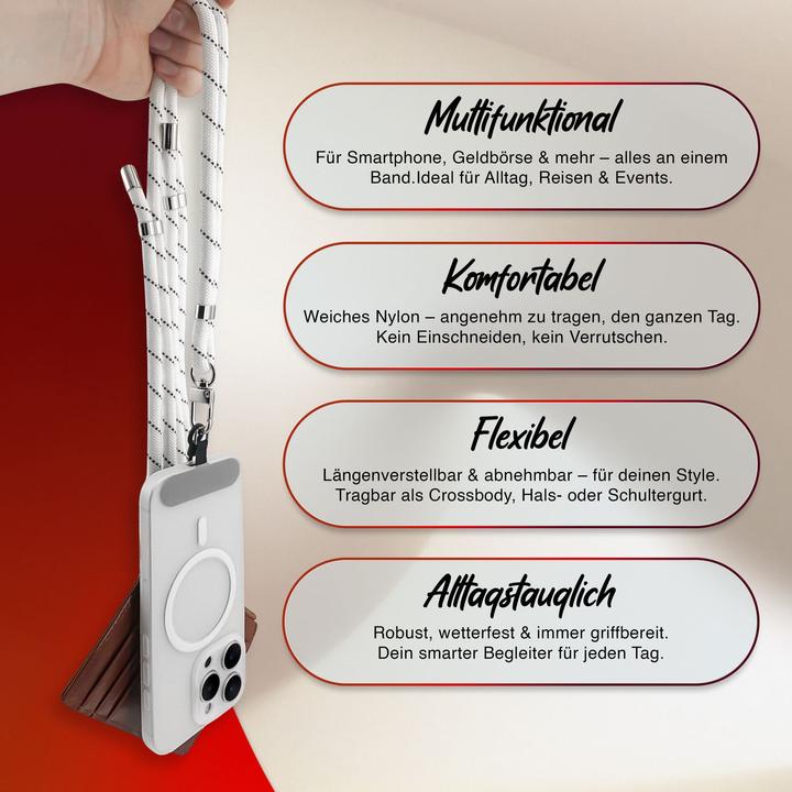 Productafbeelding Nalia HoldMe Lanyard Handykette – Universal Trageband für Smartphones - Verstellbar, Soft & Elastisch