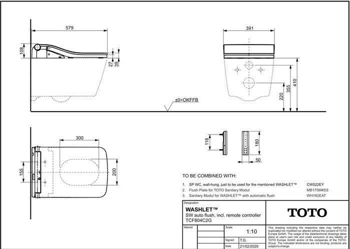 Produktbild TOTO SW Washlet Dusch-WC auto Flush für SP Wand-WC CW522EY weiss