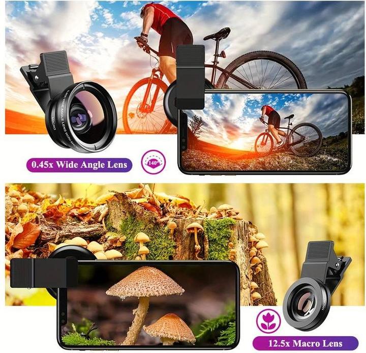 Image du produit PhoneLook APEXEL Objectif 2 en 1 pour smartphone Ultra Grand Angle 0.45x & Super Macro zoom optique