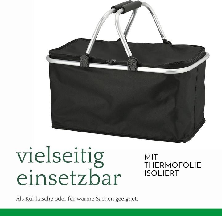 Produktbild Novaliv Einkaufskorb faltbar mit Kühlfunktion 30 Liter SCHWARZ Isolierkorb mit gepolsterten Tragegri