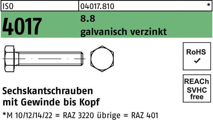 Actual product image Bufab Hexagon head screw ISO 4017 VG M 16 x 20 8.8 galvanised (50 Screws per piece)