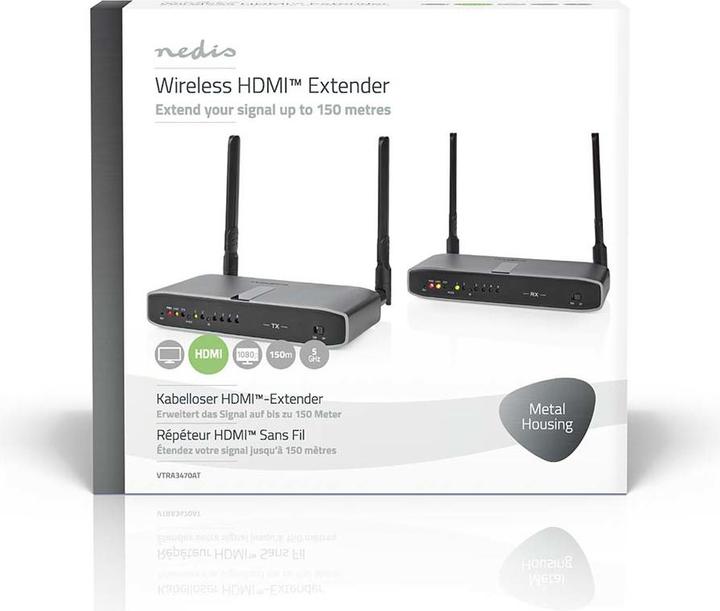 Produktbild Nedis Wireless HDMI ™ Übertrager | WLAN | 5.15 - 5.85 MHz | 100.0 m (Sichtlinie) | Maximale Auflösun (0.08 m, HDMI)