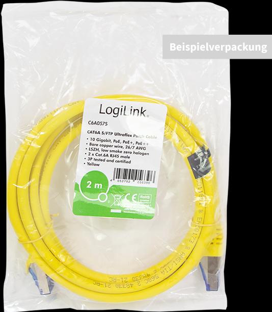 Immagine prodotto LogiLink Cavo patch Ultraflex, Cat.6A, S/FTP, 15 m, giallo con cavo grezzo Cat.7, cavo extra flessibile e (S/FTP, CAT6a, 15 m)