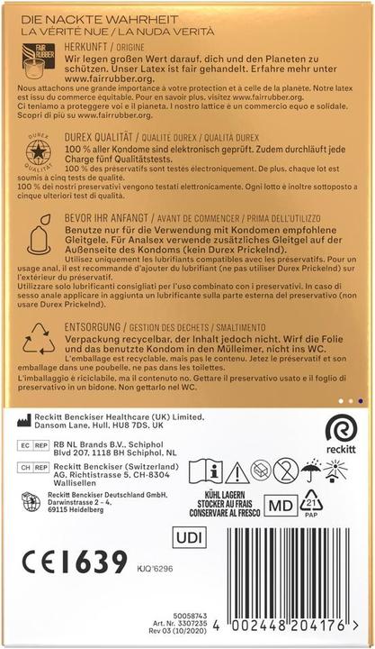 Valori nutrizionali e ingredienti Durex Extra umido (10 pz.)