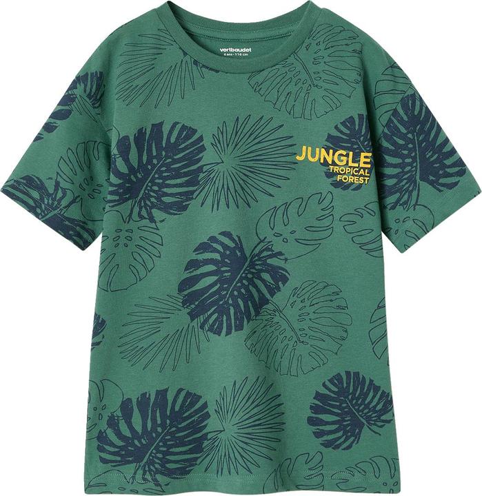 Vertbaudet Jungen T-Shirt mit grafischem Dschungelprint, Recycling-Baumwolle (92)