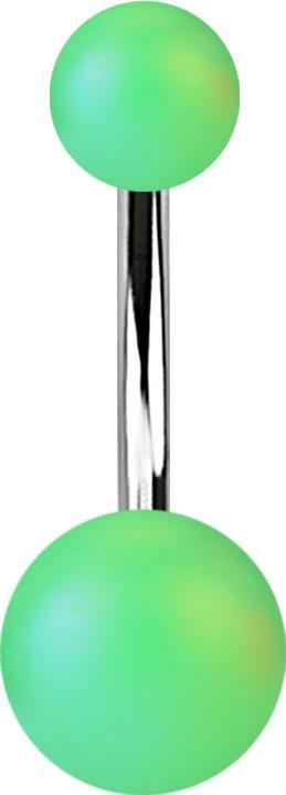 Star Piercing Banane silber mit zwei Kugeln Perglanz matt grün (Acryl, ohne Messing, Chirurgenstahl 316L)