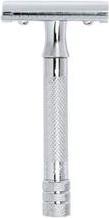 Actual product image Merkur Classic Safety Razor in Folding Case with Glanzchrom Blades 33C Straight Cut Closed Comb Idea