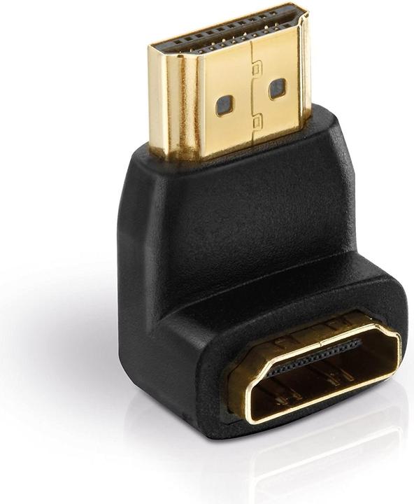 Helos Adapter, HDMI St./HDMI Bu. gewinkelt 270°, FULL HD, BASIC, schwarz HDMI/HDMI 1080p Adapter mit vergo (HDMI, 5.40 cm)